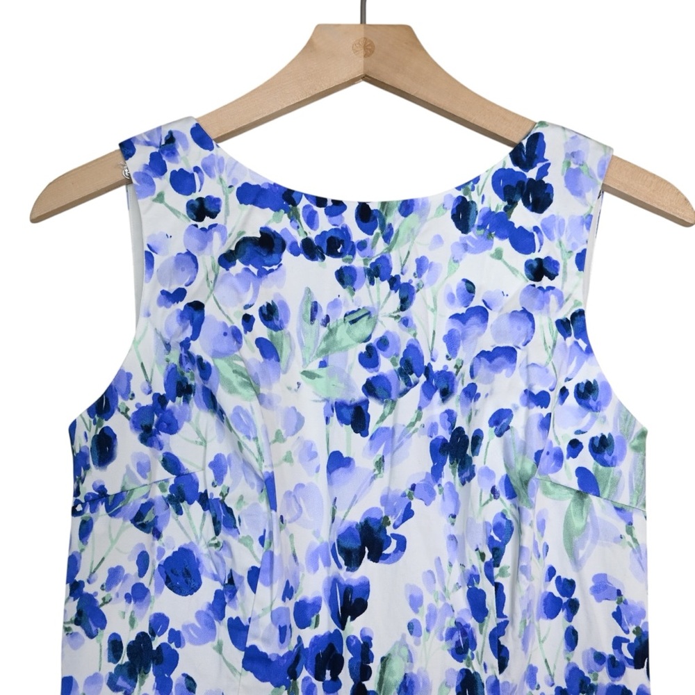 rsvp by Talbots Women's 2 Petite Blue White Floral Lined Sheath Dress - Picture 4 of 9